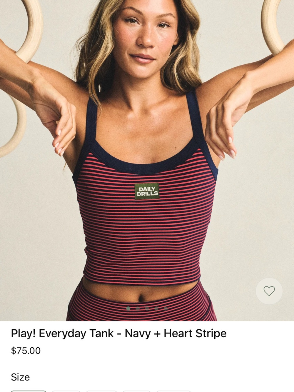 ISO Daily Drills Navy & Red Striped Cropped Tank